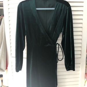 Emerald Green Zara Velvet Wrap Dress
